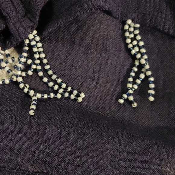 NWOT Soft Surroundings Tie Dye Short Sleeve Open blouse w Beaded Fringe. Large - Picture 8 of 13